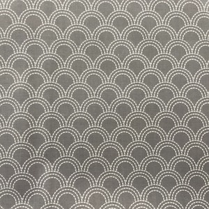 Gray Scallop - LAMINATED Cotton Fabric - Riley Blake