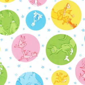 Dr. Seuss Celebrate Pastel - Wide Width * - LAMINATED Cotton Fabric - Robert Kaufman