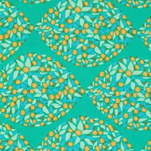 WIDE LAMINATED cotton fabric Minds Eye Aqua sold continuous by the half yard BPA free, Food Safe fabric image 1