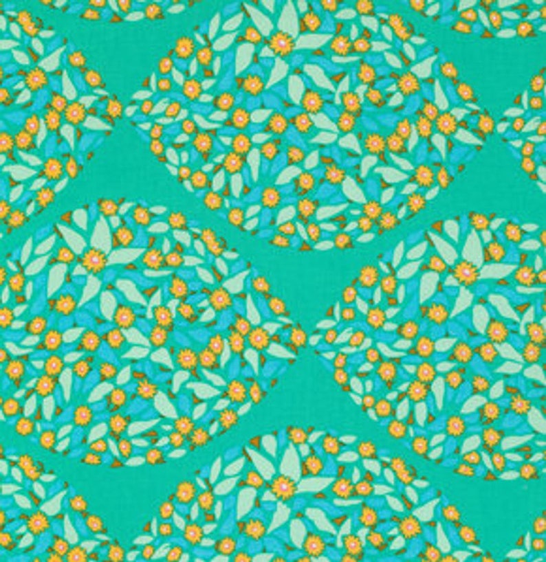 WIDE LAMINATED cotton fabric Minds Eye Aqua sold continuous by the half yard BPA free, Food Safe fabric image 1