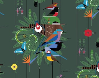 Barkcloth NOT LAMINATED Birch Fabrics by Charley Harper Discovery Place WIDE 58"