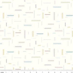 Hush Hush Stitches White - LAMINATED Cotton Fabric - Riley Blake