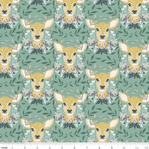 Harmony Oh Deer Sea Foam - LAMINIERTER Baumwollstoff - Riley Blake