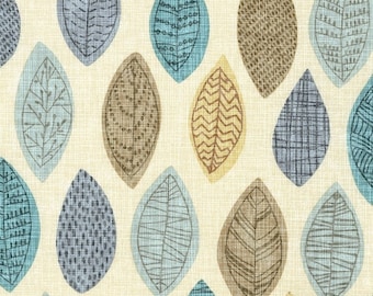 Illustrated Leaves Natural * - Wide Width - LAMINATED Cotton Fabric - Robert Kaufman