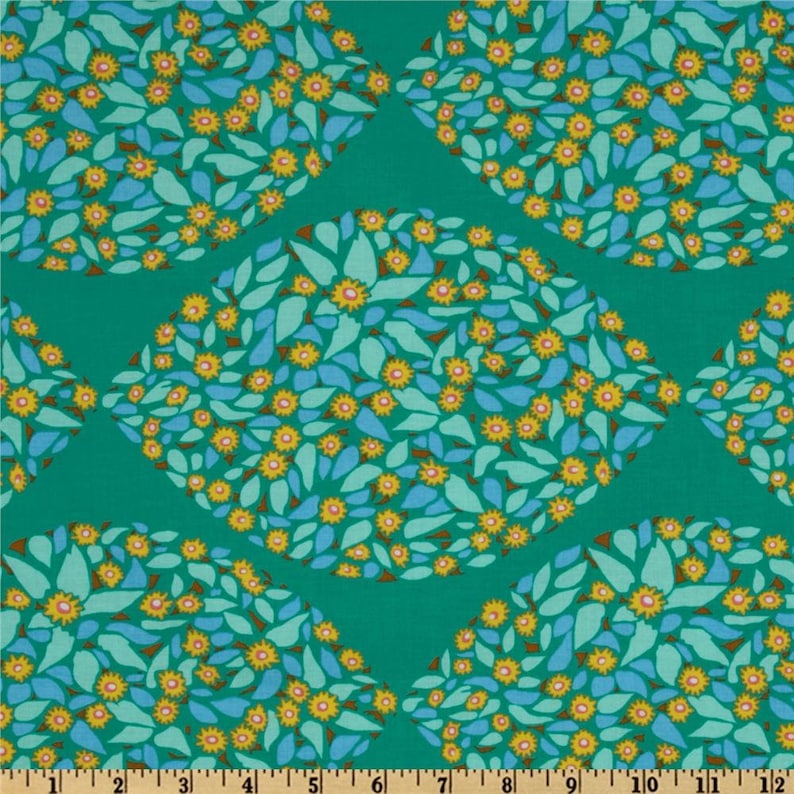 WIDE LAMINATED cotton fabric Minds Eye Aqua sold continuous by the half yard BPA free, Food Safe fabric image 2