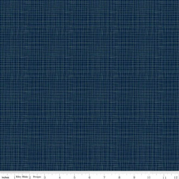 Love You S'more Weave Navy * - LAMINATED Cotton Fabric - Riley Blake