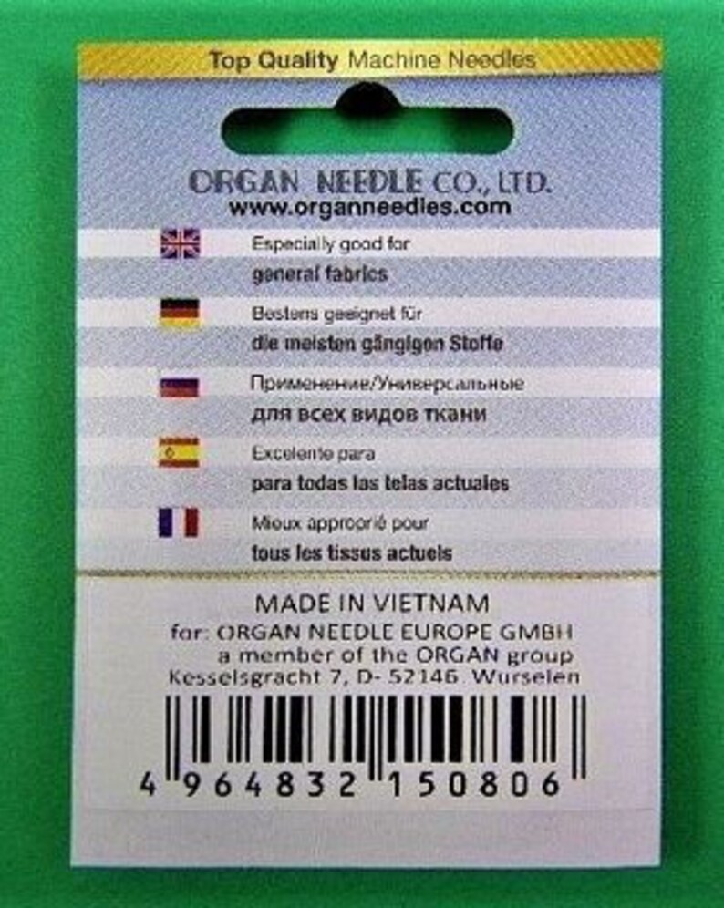 Sewing Machine Needles - Organ Universal Needles 80/12 130/705H, Pack ...