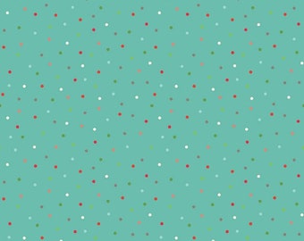 Winter Wonder Aqua Dots * - LAMINATED Cotton Fabric - Riley Blake