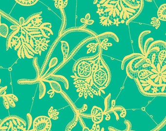Lark Souvenir Green Lace* Westminster- Wide Width - LAMINATED Cotton Fabric - Riley Blake