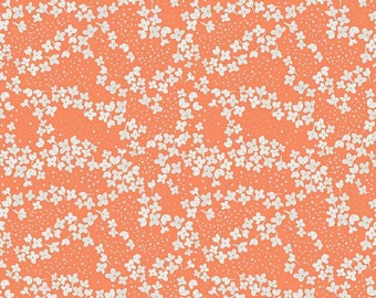 With a Flourish Blossoms Salmon * - LAMINATED Cotton Fabric - Riley Blake