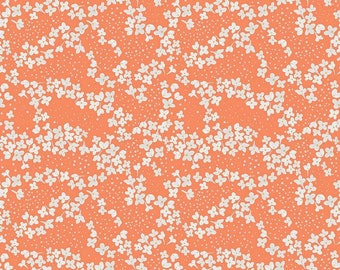 With a Flourish Blossoms Salmon * - LAMINATED Cotton Fabric - Riley Blake