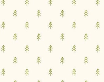 Glamp Camp Simple Trees Cream * - LAMINATED Cotton Fabric - Riley Blake