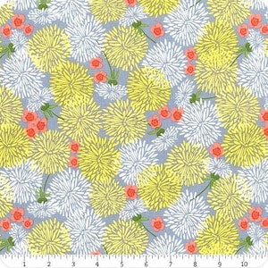 On the Wind Dandelions Sky - LAMINATED Cotton Fabric - Riley Blake