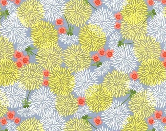 On the Wind Dandelions Sky - LAMINATED Cotton Fabric - Riley Blake