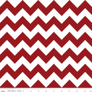 Chevron Crimson & White - LAMINATED Cotton Fabric - Riley Blake
