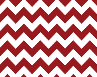 Chevron Crimson & White - LAMINATED Cotton Fabric - Riley Blake