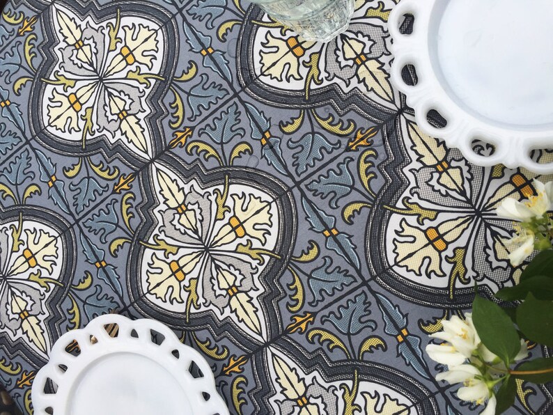 20 X 20 LAMINATED Cotton Fabric Spanish Gray Tile With Matte Etsy