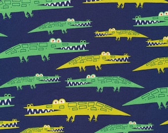 Jungle Alligators Navy * - Wide Width - LAMINATED Cotton Fabric - Cloud9