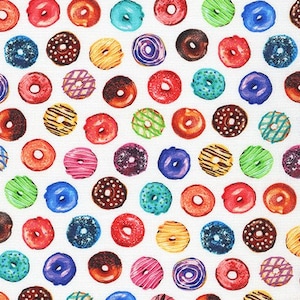 Mini Donuts - Wide Width * - LAMINATED Cotton Fabric - Robert Kaufman