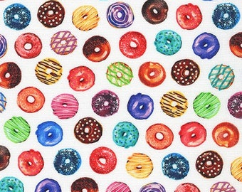 Mini Donuts - Wide Width * - LAMINATED Cotton Fabric - Robert Kaufman