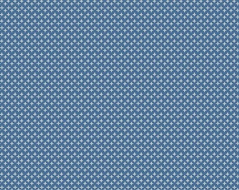 Calico Daisy Denim blue * - Plant a Seed LAMINATED Cotton Fabric - Riley Blake