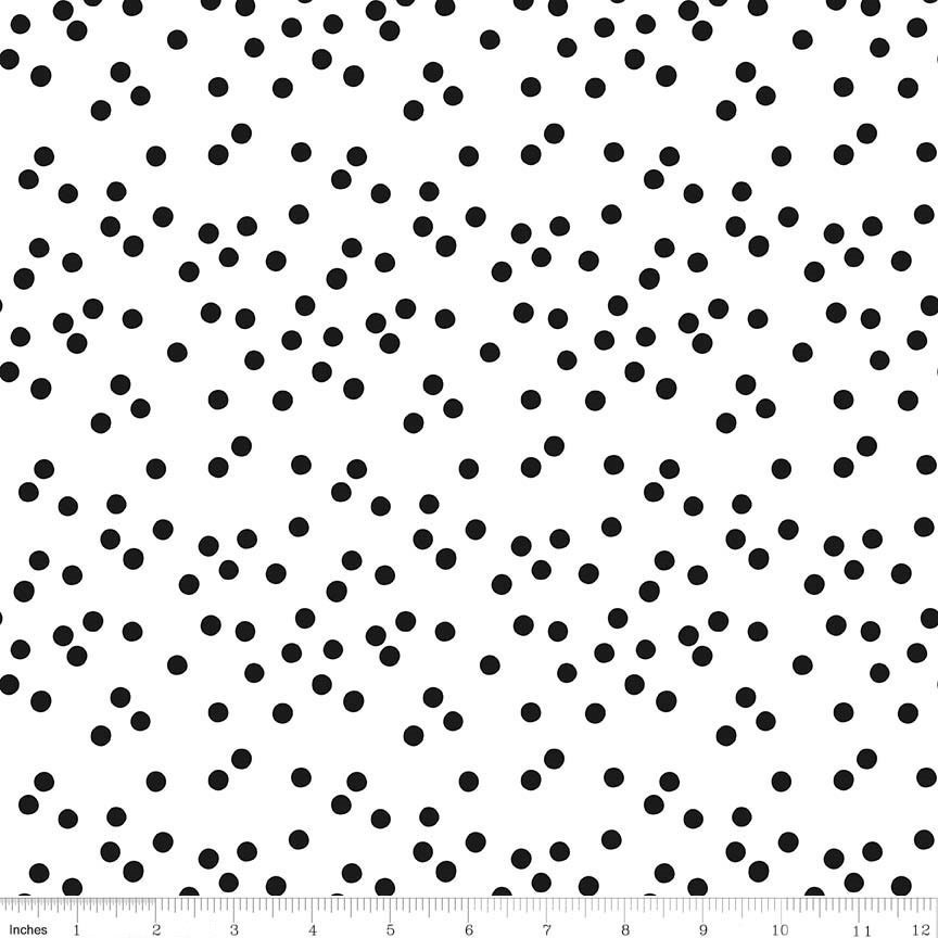 LAMINATED cotton fabric Scattered Black dot on white sold | Etsy
