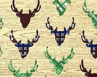 The Great Outdoors Deer Tan - LAMINATED Cotton Fabric - Riley Blake