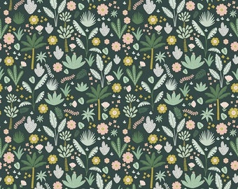 Hibiscus Foliage Hunter * - LAMINATED Cotton Fabric - Riley Blake