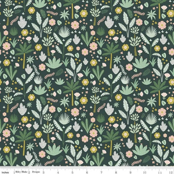 Hibiscus Foliage Hunter * - Tela de algodón LAMINADA - Riley Blake