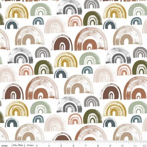 The Waterhole Rainbows Natural - LAMINATED Cotton Fabric - Riley Blake