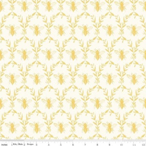 Honey Bee Damask Parchment * - LAMINATED Cotton Fabric - Riley Blake