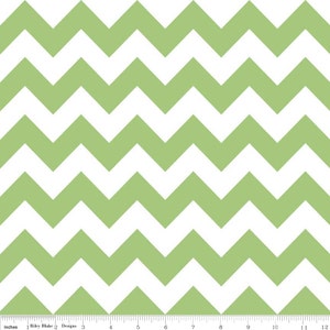 Chevron Green and White - LAMINATED Cotton Fabric - Riley Blake