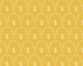 Honey Bee Damask Daisy * - LAMINATED Cotton Fabric - Riley Blake