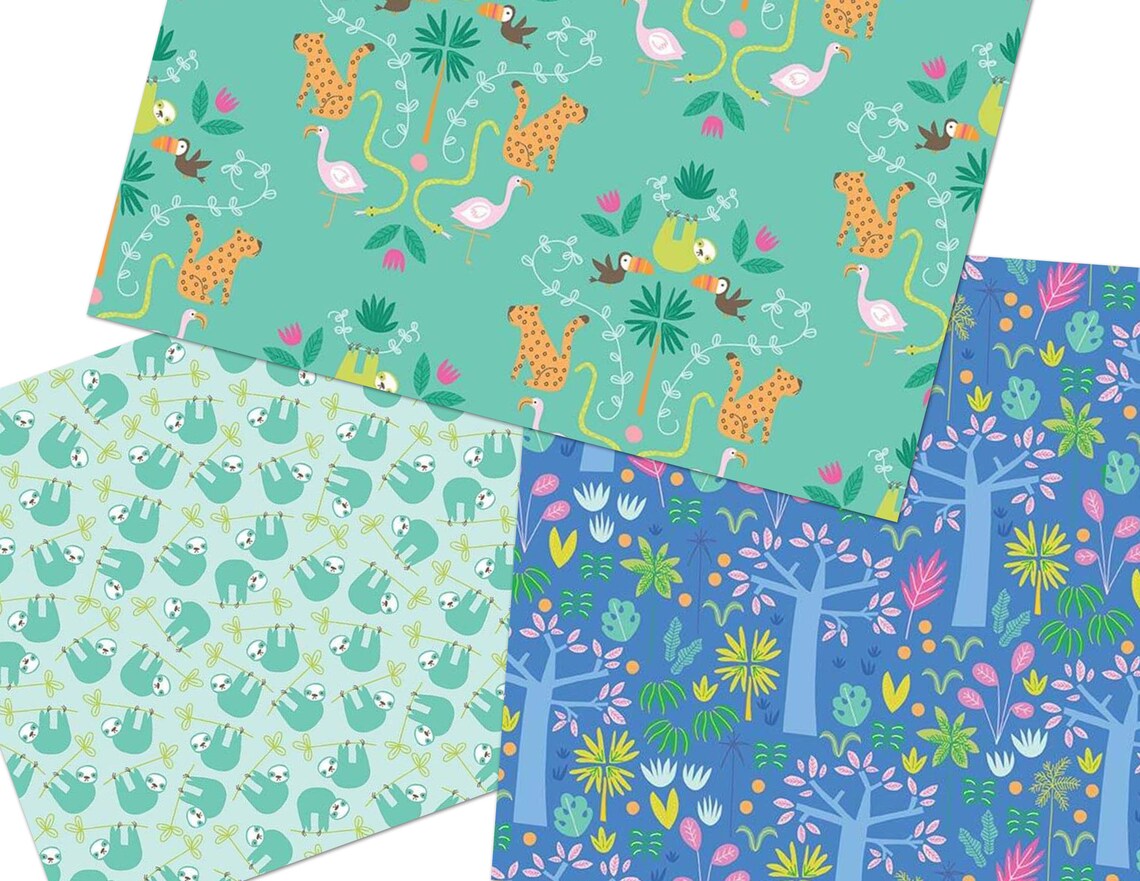 Under the Canopy in the Mighty Jungle Blue LAMINATED Cotton Etsy