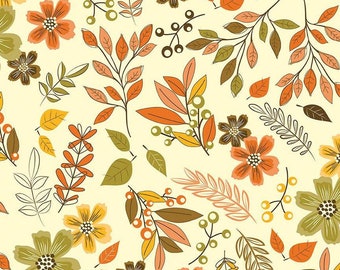 Awesome Autumn Main Cream * - LAMINATED Cotton Fabric - Riley Blake