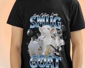 Smug Goat Meme T-Shirt, Funny Retro Y2K Graphic Tee