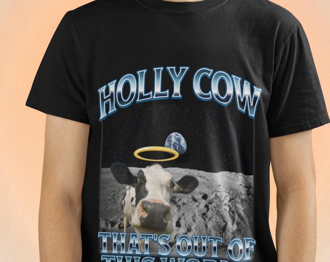 Funny Space Cow T-Shirt, Y2K Meme Graphic Tee