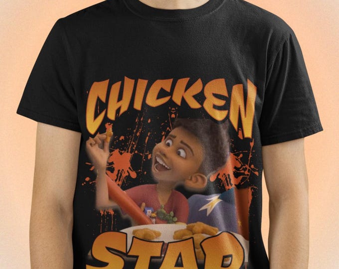 Funny Chicken Star Meme Shirt, Retro 90s Graphic Tee, Viral TikTok Reaction Top, Y2K Aesthetic Streetwear, Ironic Humor Unisex Gift