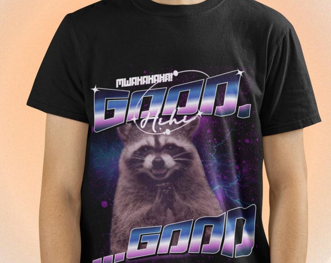 Funny Evil Raccoon Meme Shirt Dark Humor Tee Retro 90s Vaporwave Graphic Top Y2K Aesthetic Grunge Streetwear Unisex Gift Vintage Style