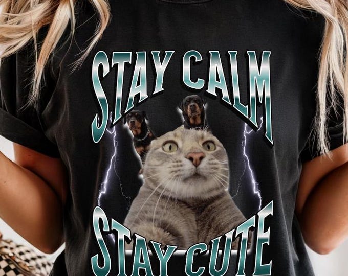 Funny Cat Meme Shirt, Retro Y2K Graphic Tee