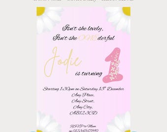 Boho Floral 1st Birthday Invitation | Editable Canva Template (Digital Download)