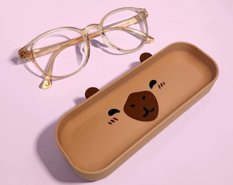 Bandeja para gafas con estampado 3D de capibara: un bonito organizador de escritorio, regalo ideal para amantes de los capibaras, soporte para gafas kawaii, regalo para lectores, accesorio estético para la habitación.
