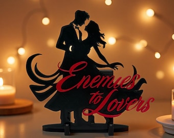 Enemies to Lovers 3D Printed Bookshelf Decor – Romantasy Shelf Sign, BookTok Gift, Dark Romance Decor, Fantasy Reader Gift, Book Home Decor