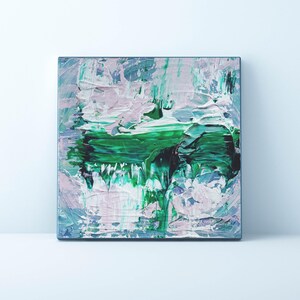 Abstraktes Acrylbild 20x20x3,5cm Original Leinwandbild – Serie "Fokus: Geodenbruch – 3D Textur Impasto Kunst Unikat