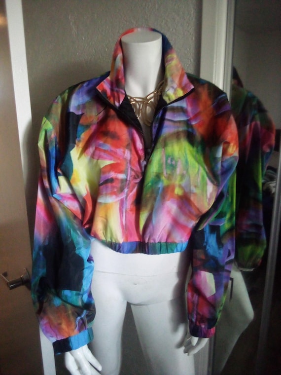 multi color crop pull over jacket - image 1