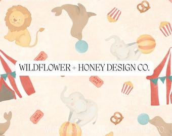 Boho Circus Seamless Pattern, Carnival Animals (Digital Download)