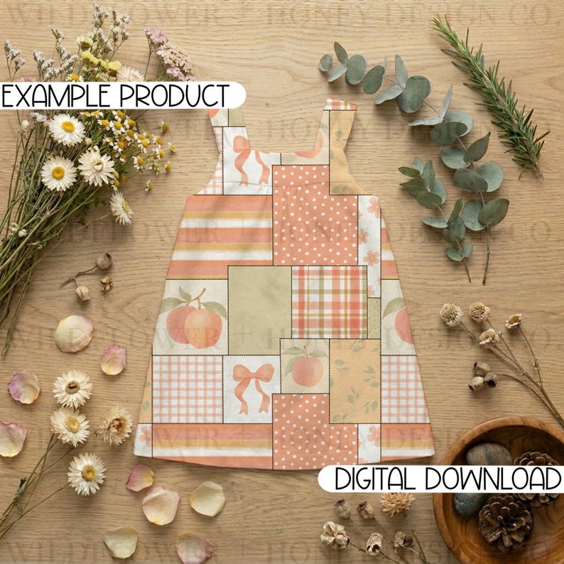 Peach Patchwork Seamless Pattern | (Digital Download) image 2