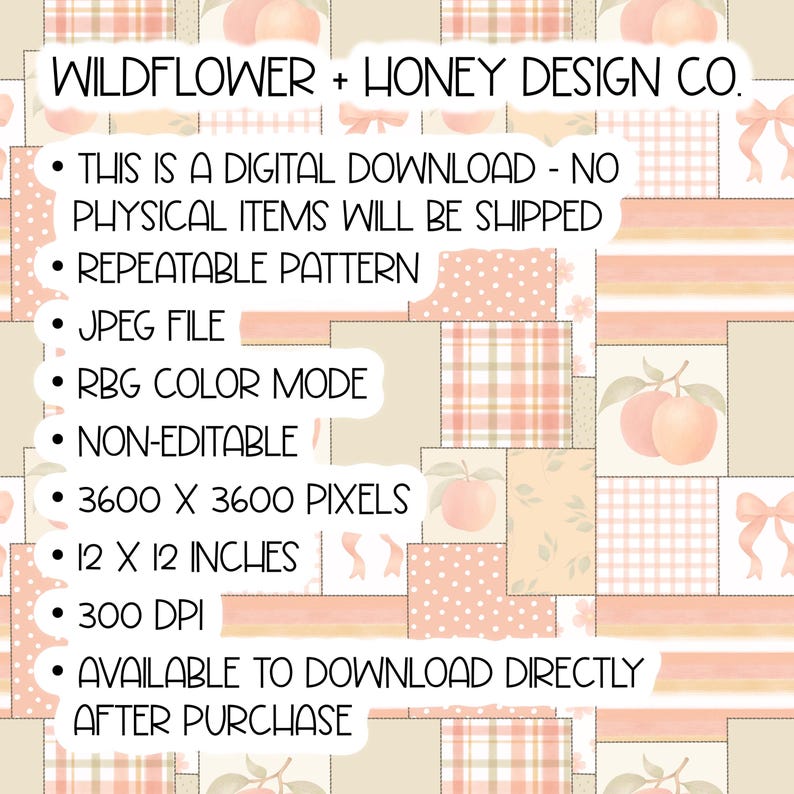 Peach Patchwork Seamless Pattern | (Digital Download) image 5