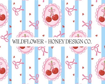 Coquette Cherry Pattern, Framed Seamless Design (Digital Download)