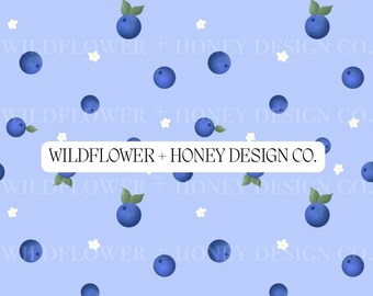 Blueberry Flower Seamless Pattern, Spring Summer (JPEG Digital File)